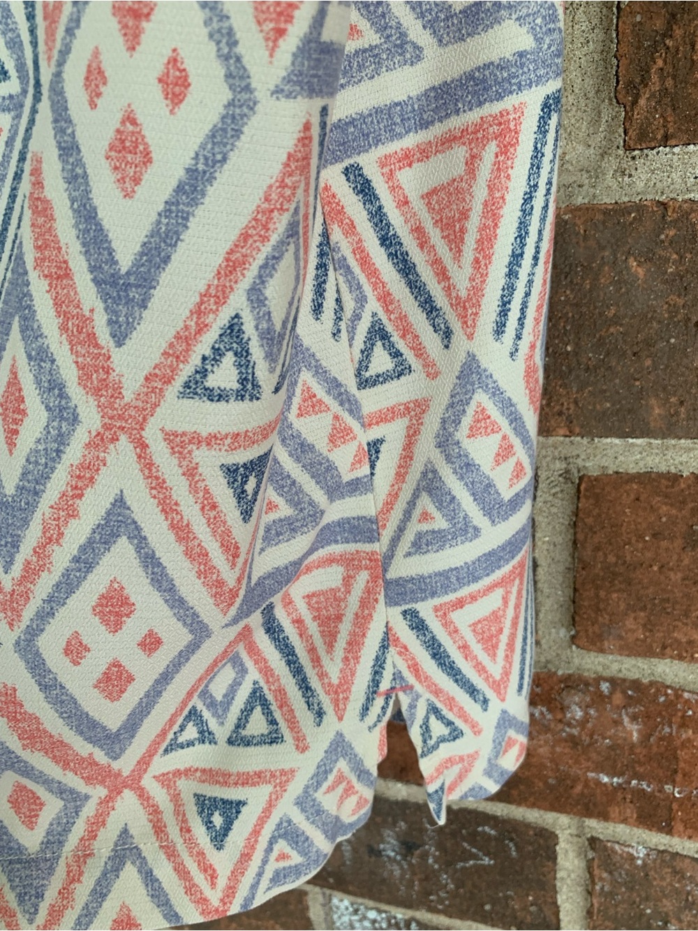 Tommy Bahama Short-Sleeve Button-Up in Coral & Blue Diamond Print - Picture 3 of 6